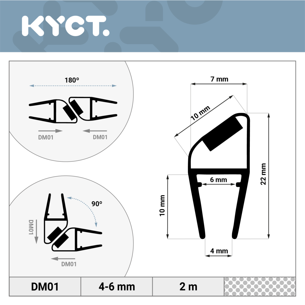 Joints de douche Joint de douche magnétique Déflecteur d'eau Lèvre d'étanchéité Porte en verre Joint de rechange Cabine de douche Déflecteur d'eau Acrylique Anti-débordement Silicone